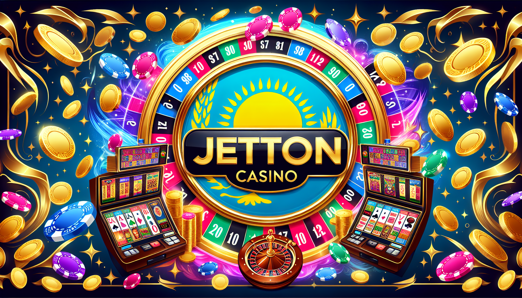 Логотип онлайн казино JetTon на синем фоне